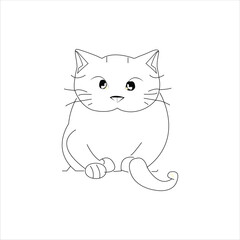  one cute cat vector line art.