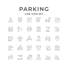 Set line icons of parking