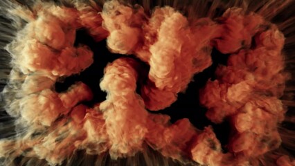 Magic orange smoke shockwave blowing transition reveal overlay isolated on alpha background