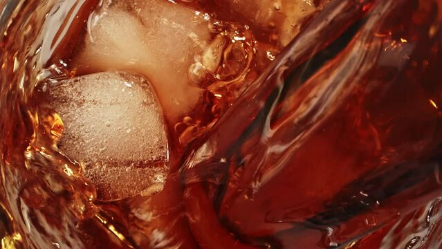 pouring generic cola drink on ice