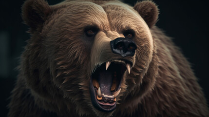 Angry big brown bear. Generative Ai