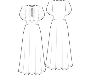 dress isolated on white background, women dress drawing
