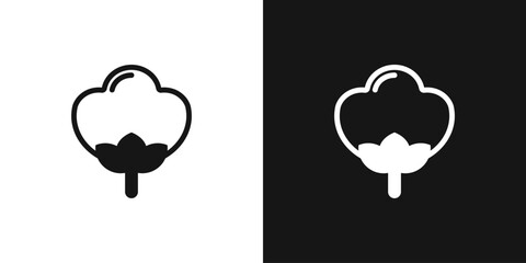 Organic soft cotton icon. Cotton plant, soft and natural material sign