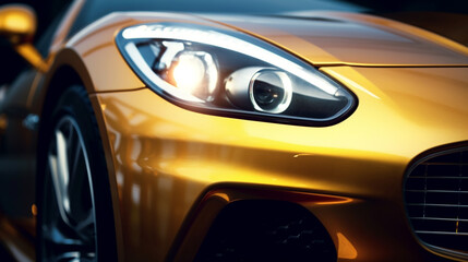 Obraz na płótnie Canvas Close up of headlight of a modern car. Generative Ai