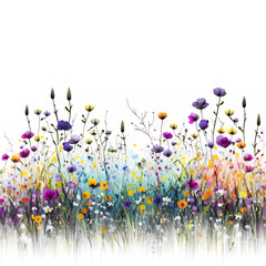 Various flowers. watercola. Banner. Generated AI