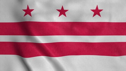 District of Columbia flag waving in the wind. 3d illustration