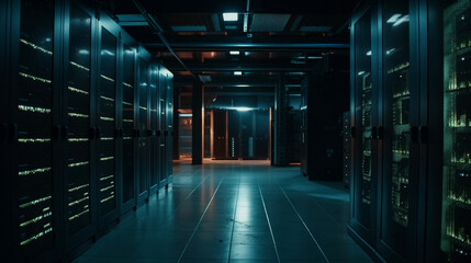 Fototapeta na wymiar Server room data center. Generative Ai