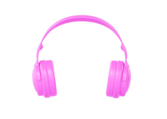 Headphones 3d render icon - pink music gadget, dj earphone and realistic sound device. Wireless audio accessory