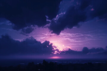 aesthetic purple sky background landscape Generative AI