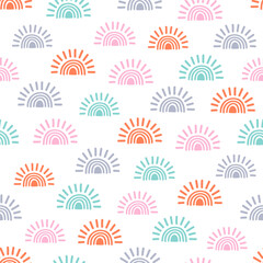 Seamless pattern with colorful sunset sun
