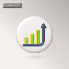 3D realistic vector dynamics icon. Trade Arrow. Chart of exchange prices. Growth and change in value. Exchange trading. 3D vector render illustration.