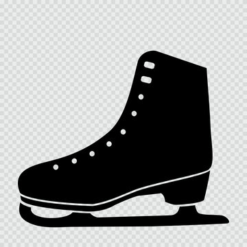 figure skating women's shoes, one shoe, black color, silhouette, vector illustration, transparent, checkered background
