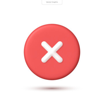 Realistic button to close, delete. Vector cross symbol. 3D vector icon