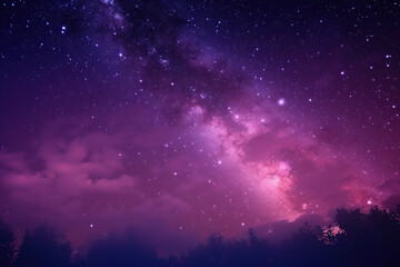 Fototapeta na wymiar aesthetic purple sky stars background landscape Generative AI
