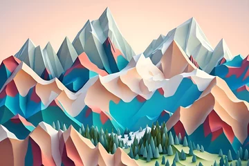 Crédence de cuisine en verre imprimé Montagnes Geometric landscape