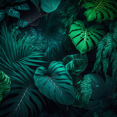 tropical forest plants ,nature green background, tropical leaf.ai generative
