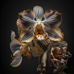 orchid flower on black.ai generative