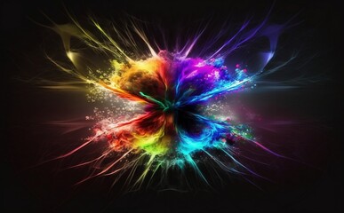 Rainbow colored space explosion - obrazy, fototapety, plakaty