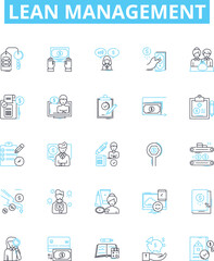 Lean Management vector line icons set. Lean, Management, Efficiency, Process, Waste, Kaizen, Six illustration outline concept symbols and signs
