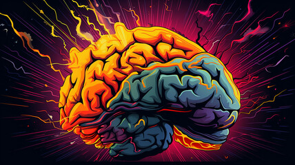 Brainstorming - storm in the brain - colorful ideas - creativity - comic art