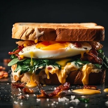 Sandwich toast with ingredients. Generative AI