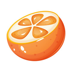 Cartoon style juicy orange slice. 