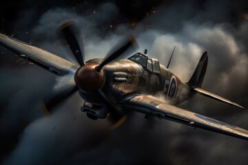 WW2 airplane - spitfire - Created with Generative ai - obrazy, fototapety, plakaty