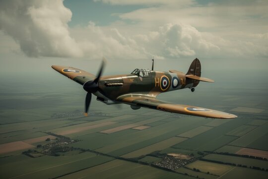 WW2 airplane - spitfire - Created with Generative ai