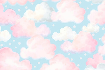 watercolor background with clouds