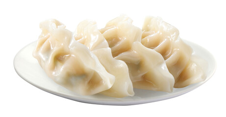 Steamed dumplings on dish isolated. png transparency