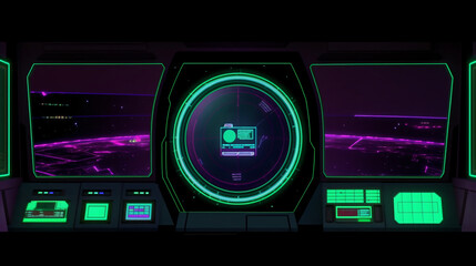 Neon Sci-fi cockpit 
