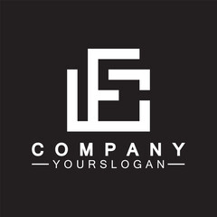 Alphabet letters monogram logo CF,FC,C and F, elegant and Professional white color letter icon design on black background.