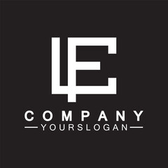 Alphabet letters monogram logo CF,FC,C and F, elegant and Professional white color letter icon design on black background.