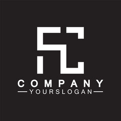 Alphabet letters monogram logo CF,FC,C and F, elegant and Professional white color letter icon design on black background.