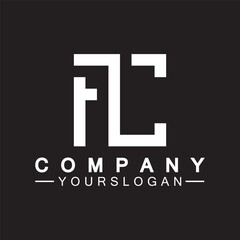 Alphabet letters monogram logo CF,FC,C and F, elegant and Professional white color letter icon design on black background.