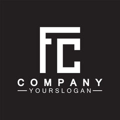 Obraz premium Alphabet letters monogram logo CF,FC,C and F, elegant and Professional white color letter icon design on black background.