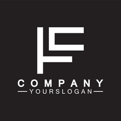 Alphabet letters monogram logo CF,FC,C and F, elegant and Professional white color letter icon design on black background.
