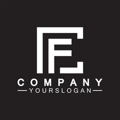 Alphabet letters monogram logo CF,FC,C and F, elegant and Professional white color letter icon design on black background.