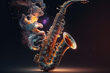 Fototapeta na wymiar saxophone created using AI Generative Technology