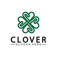 Four Leaf Clover Ornamental Logo Template Illustration Design.