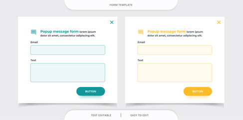 Message form template. Callback, contact form, feedback form, popup form, or subscribe form. Modern web design. Vector.