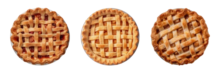 Fotobehang Top down view of open pie on transparent background. Generative AI © MW.LW
