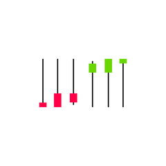 Candle sticks bullish bearish movement icon sign design vector