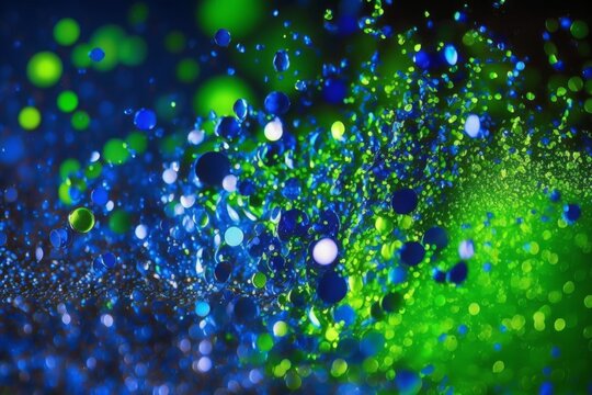 Electric Blue and Lime Green Glitter Art: Bright, Shiny, and No Border - Perfect for Christmas Party Decoration, Generative ai