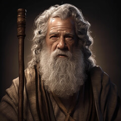 Portrait of Moses. Ai generated illustration.