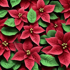 red and green leaves - Poinsenttia background - Christmas Flowers - Generative AI