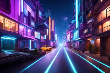 futuristic modern future street slum city, generative art by A.I.