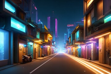 futuristic modern future street slum city, generative art by A.I.