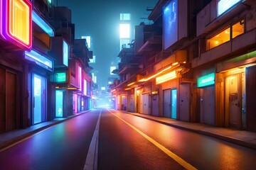 futuristic modern future street slum city, generative art by A.I.