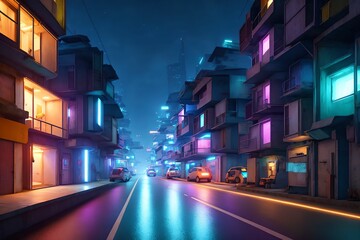 futuristic modern future street slum city, generative art by A.I.